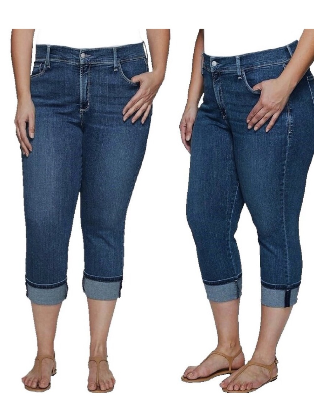 NYDJ Dayla Dark Blue Wide Cropped Capris Jeans - Picture 7 of 7